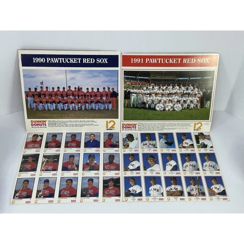 VTG 2-1990 2-1991 Pawtucket Red‎ Sox Team Photo Album Minor League Card Paw Sox